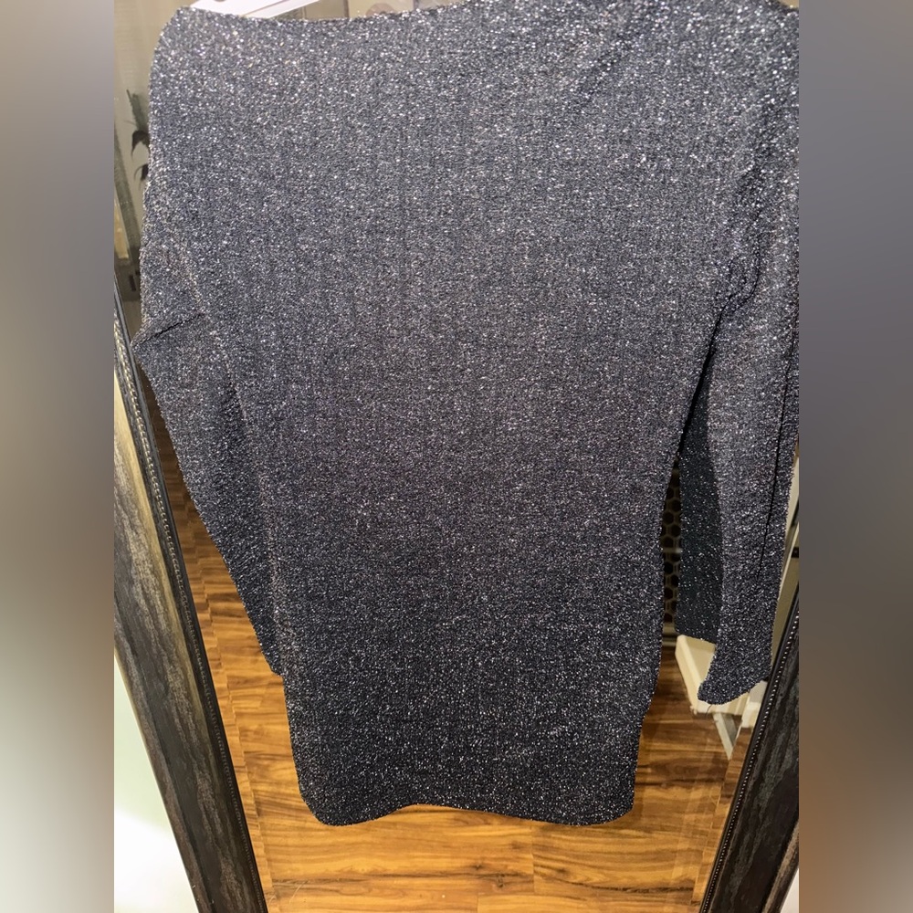 NWOT Zara Black and Silver off the shoulder Knit dress - Picture 8 of 11